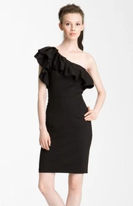 Rachel Zoe Black Isabelle II One Shoulder Ruffle Dress $450 NWT 6 - Picture 1 of 1