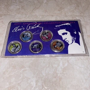 Set of (5) 50th Anniversary Elvis Presley Commemorative Colorized Coins - Picture 1 of 6