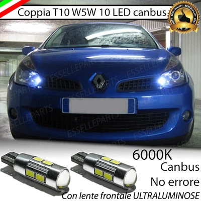 COPPIA LUCI POSIZIONE A 10 LED RENAULT CLIO 3 III T10 W5W CANBUS - NUOVO MODELLO - Immagine 1 di 2