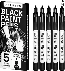 Black Paint Pens for Rock Painting, Stone, Ceramic, Glass, Wood, Tire, Fabric, M - Picture 1 of 12
