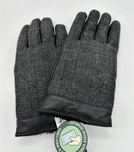 NEW Bloomingdales Mens Store Tweed Winters Gloves Black Size Medium M - Picture 1 of 3