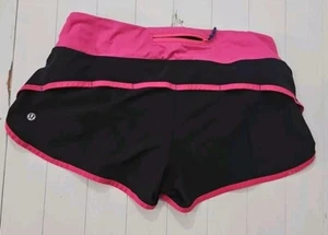 Lululemon Speed Shorts Black Pink size 8  - Picture 1 of 7
