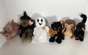 TY Beanie Babies BATTY HOOT SCAREY MOONLIGHT SÁBANAS ESMERALDA Peluche Lote de 6 - Imagen 1 de 24