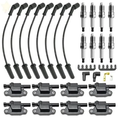 8PCS Square Ignition Coil & Spark Plug &Wires For Chevy Silverado 1500 Tahoe GMC Foto 1 de 4