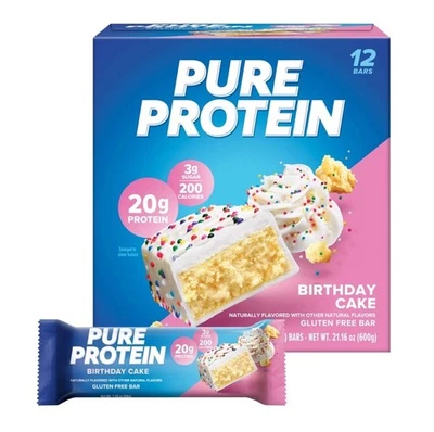 Pure Protein Birthday Cake - Protein Bars 20g Protein Gluten Free 12 Count - Image 1 of 4