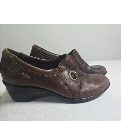 Clarks Bendables Zapatos Mujer 7.5M Marrón Sin Cordones Tacón Bloque Botines Cómodos Foto 1 de 4