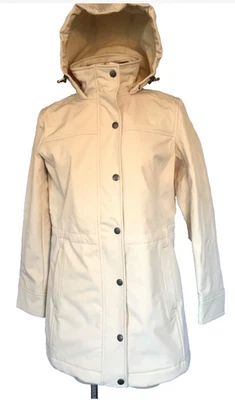 Lands' End Women's Ivory White Hooded Soft Shell Winter Jacket Petites XL/P NEW - Image 1 of 4