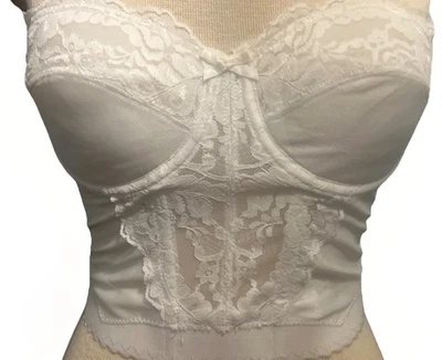 Vintage Vassarette Bustier corsé sujetador con aros lencería encaje blanco 34 B Foto 1 de 4
