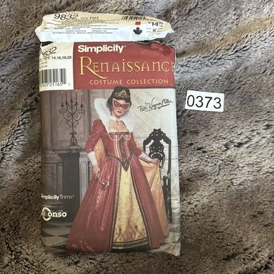 Simplicity Pattern Renaissance Costume Collection 9832 Size RR 14-20 Uncut - Image 1 of 4