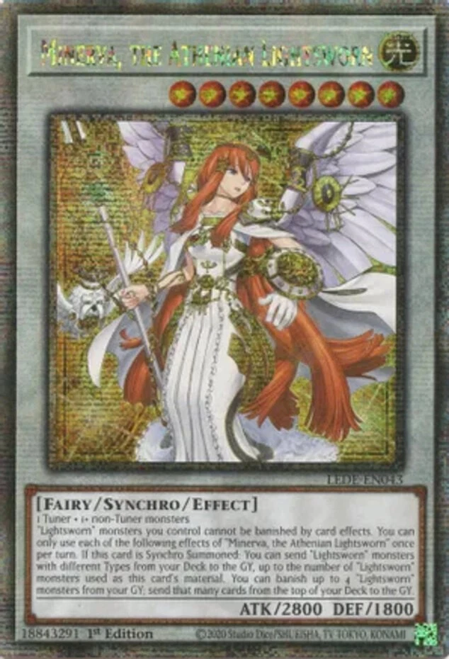 Yugioh: 1x Minerva, the Athenian Lightsworn - LEDE-EN043 - Quarter Century Secre - Image 1 of 1