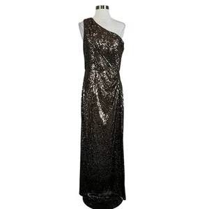 Alex Evenings Women's Formal Dress Size 14 Gold Sequined One Shoulder Long Gown - Picture 1 of 13