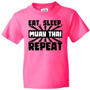 Inktastic Eat, Sleep, Muay Thai, Repeat Youth T-Shirt Sports Martial Arts Train - Picture 1 of 7