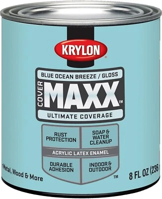 Media pinta Krylon K09602000 COVERMAXX, brisa azul brillante del océano, 8 onzas Foto 1 de 4
