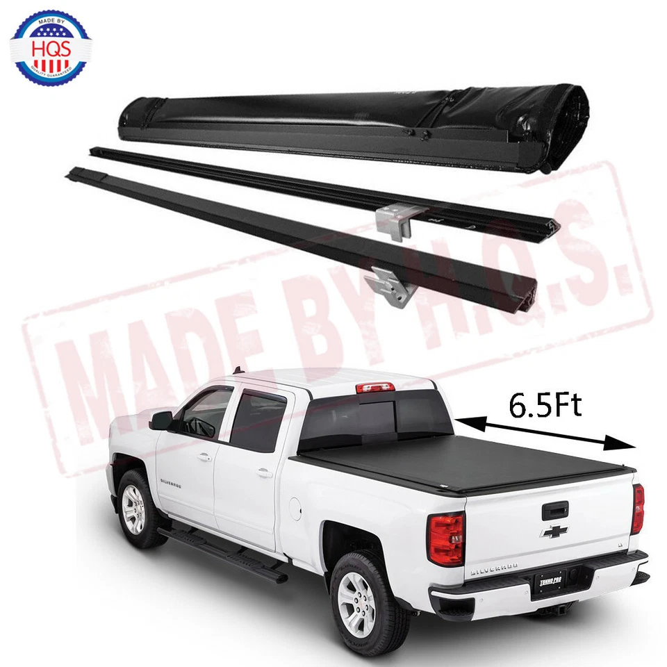 6.5ft ROLL-UP SOFT Tonneau Cover For 2007-2013 Chevy Silverado GMC Sierra Bed Foto 1 de 4