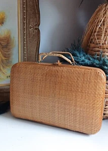 Petite Valise en Rotin et Bambou - Vintage, Artisanale, Décorative, Unique - Foto 1 di 12