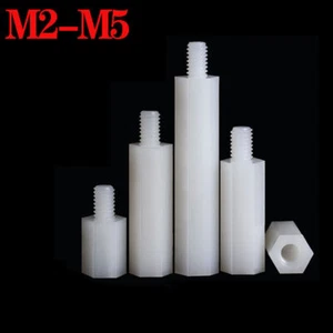 M2-M5 Stecker-Buchse Nylon Sechskant Säule Abstandshalter Stützsäule isolieren weiß - Bild 1 von 9