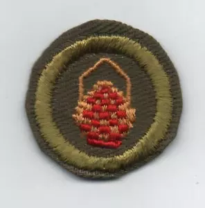Basketry Merit Badge, Type E Khaki Narrow Crimped (1947-60), Lt-Use - Picture 1 of 1