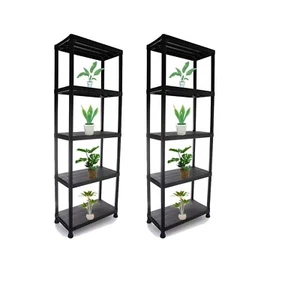 2x Estante de 5 Niveles Unidad de Almacenamiento Plástico Negro Hogar Oficina Garaje y Jardín - Imagen 1 de 7