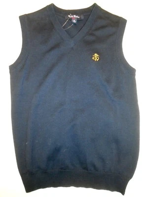 Colete Suéter Brooks Brothers Masculino Azul Marinho 100% Algodão Decote V Novo com etiquetas Médio $70 - Imagem 1 de 4