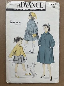 Vintage 1940/50s Sewing pattern ADVANCE size 6 Girls Shortie Coat Long Coat CUT - Picture 1 of 3