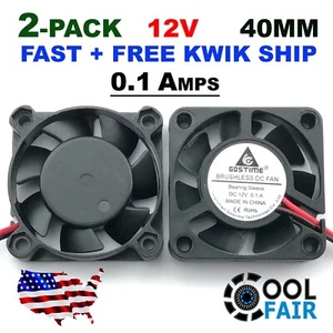 12V 40mm Cooling Computer Case Fan 4010 40x40x10mm DC PC 3D Printer 2-Pin 2 Pcs - Picture 1 of 6