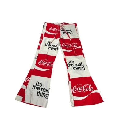 Pantalones Coca Cola Vintage Campana Parte Inferior Playa Cordón Coleccionable Novedad Años 70 34W Foto 1 de 4