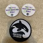 Vancouver Aquarium Lot of 3 Vintage Embroidered Patch Pinback Buttons Orca Whale