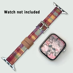 Correa de reloj portátil a cuadros de lana para mujeres y hombres 14 mm para Apple Watch Series 7 8 41 mm - Imagen 1 de 6