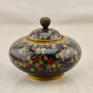 Meiji Japanese cloisonne enamel miniature lidded floral koro attr. Ando / Inaba - Picture 1 of 14