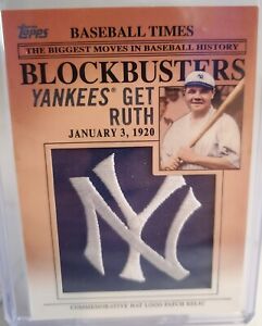 Babe Ruth 2012 Topps Commemorative Hat Logo Patch Relic Card Yankees Get Ruth SP