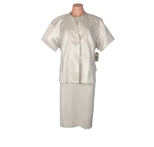 Rodney Clark Sheath Dress & Jacket 2 Pce Set Size 18 Silver Jacquard rrp $450 - Picture 1 of 21