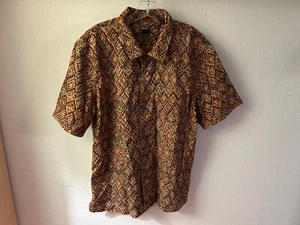 TODD SNYDER Men's Orange Kalamkari Diamond Print LARGE Camp Shirt button up - Picture 1 of 10