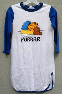 Vintage Garfiel Purrrr Pur Pooky Nightgown Sleep Shirt Sleepshirt Distressed - Picture 1 of 13