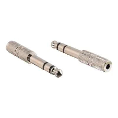 Adaptador estéreo/mono C2G 3,5 mm mono hembra 6,3 mm estéreo macho plateado Foto 1 de 2