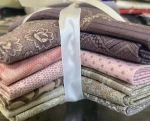 12 PINKS BROWNS FAT QUARTERS 100% COTTON FABRICS 3 YARDS - Picture 1 of 2