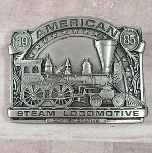 American Steam Locomotive Train  Pewter Belt Buckle Bergamot Brass Works 1985