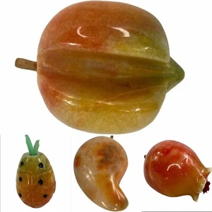 Lot of 4 VIntage Alabaster Marble Fruit Apricot, Pineapple, Mango, Passionfruit - Picture 1 of 19