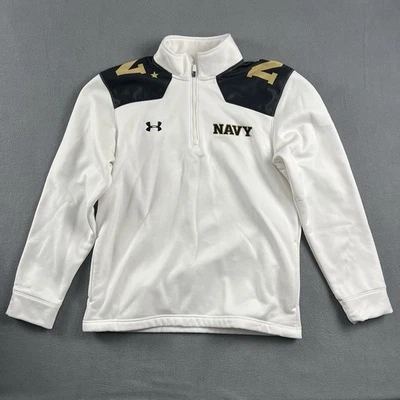 安德玛毛衣男式中号白色美国海军风暴套衫运动衫 — 第 1/4 张图片
