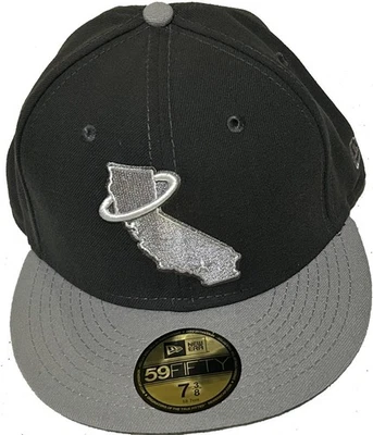 NWT Authentic MLB CA Angels Map Logo Graphite & Gray New Era 59Fifty Fitted Hat - Image 1 of 4