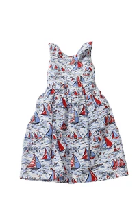 CPC Childrenswear Girls Sateen Sailboat Graphic Print Dress White Multi Size 8 - Picture 1 of 5