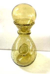 La Verrerie de Biot Frankreich Blase Glas Dekanter 9" Flaschenverschluss Honiggelb - Bild 1 von 18