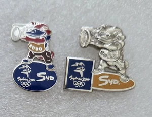 SYDNEY 2000 SOBO SYD MASCOT CAMERA OLYMPIC MEDIA 2 PIN SET - Picture 1 of 2