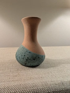 Vintage Terracotta Vase Mini Clay & Turquoise Native Cottage Core Home Cutting - Picture 1 of 6