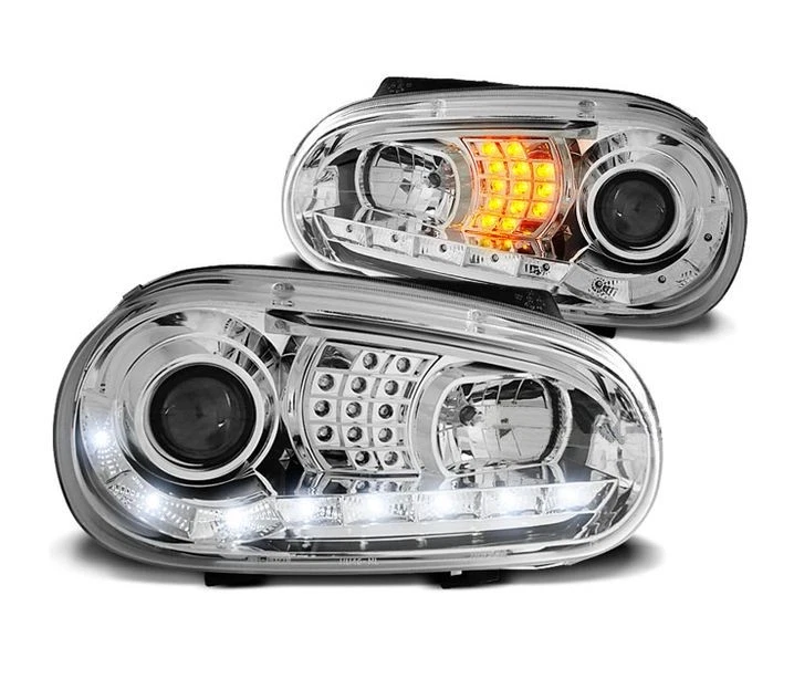 Headlights for VW GOLF 4 1997 1998 1999 2000 2001 2002 2003 Daylight Chrome LHD - Изображение 1 из 1