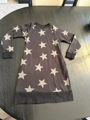 Nununu Girls Long Sleeve Black Silver Stars Cotton Dress Sz 8-9 Years - Image 1 of 4
