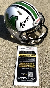 Mini casco Marshall firmato Mike Green JSA COA Thundering Herd BALTIMORE RAVENS - Foto 1 di 2