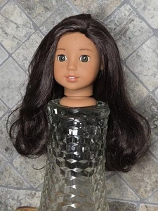 Muñeca American Girl Nanea 18" pelo largo ondulado castaño ojos avellana cabeza hawaiana solamente - Imagen 1 de 13