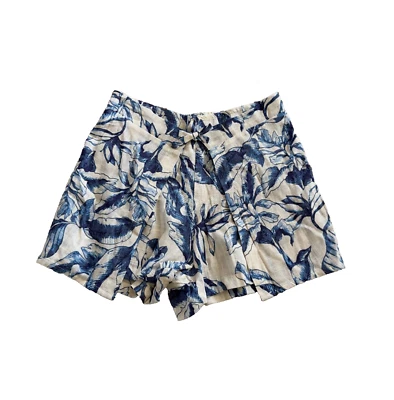 Pantalones Cortos Jessica Simpson "Ellown Tie" Cintura Para Mujer Junior L Azul Floral Tiro Alto Foto 1 de 4