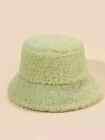 Sombrero Pescador Bucket De Mujer Pila Piel Sintético De Invierno Verde C146