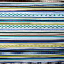 Michael Miller Fandango Decorative Stripe, Blue, Yellow & White, Cotton